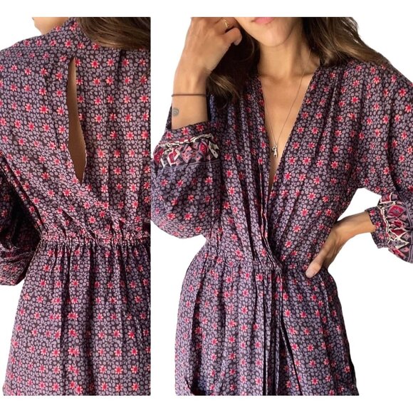 Natalie Martin Anthropologie Nico Wrap Maxi Dress Womens Medium Floral Draped - Picture 2 of 16